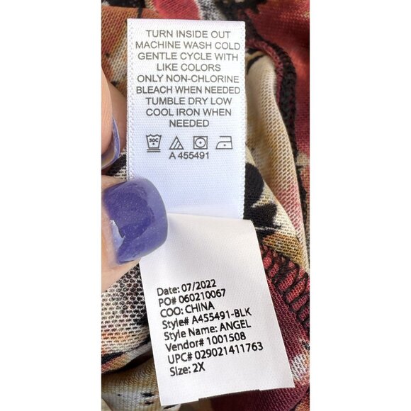 LOGO Layers Floral Sheer Mesh Multicolor Long Sleeve Top 2X Plus Size Women - Picture 7 of 7